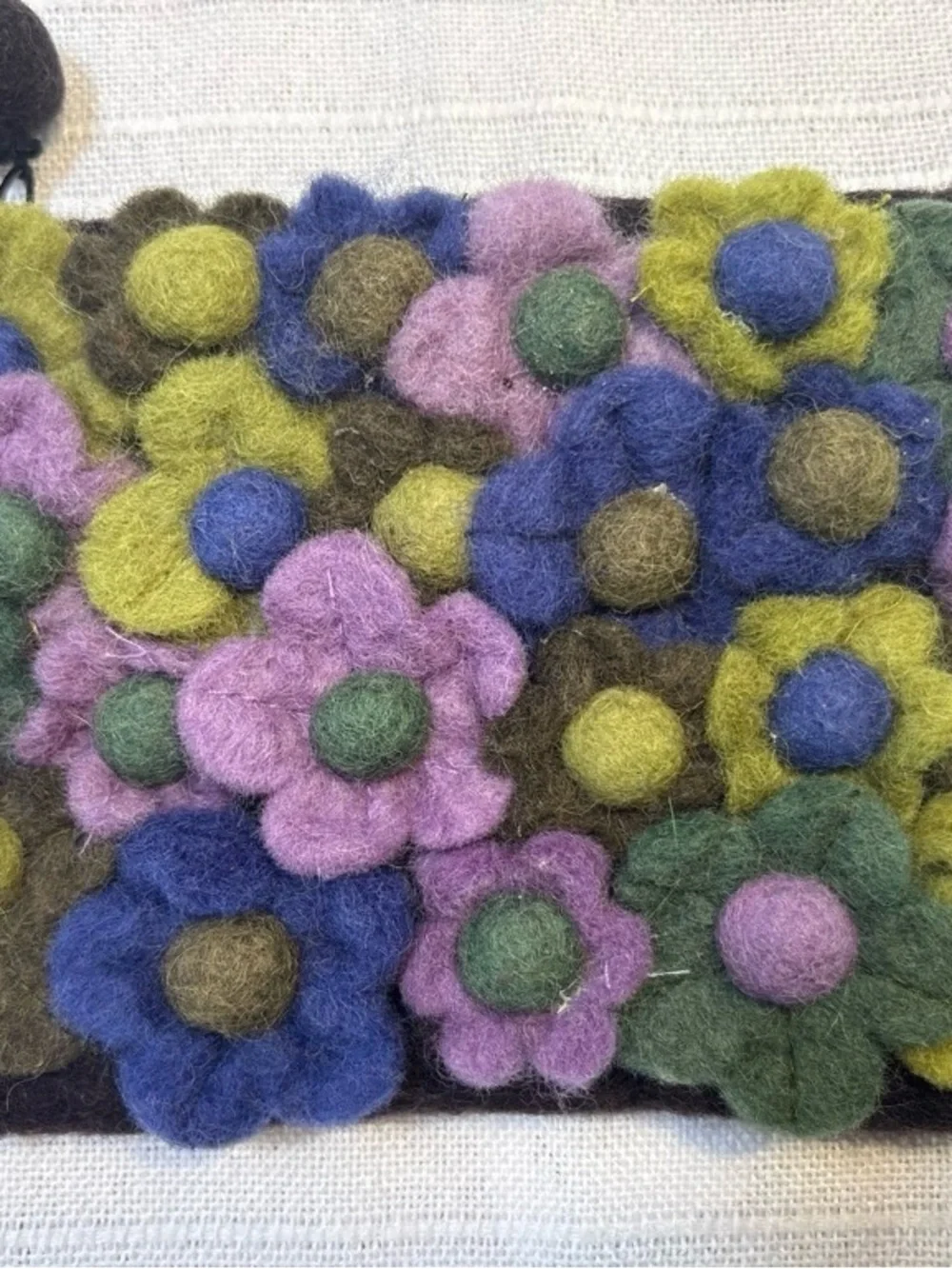 Rising Tide Pouch Multicolored Floral Felted Wool Zippered One Size EUC